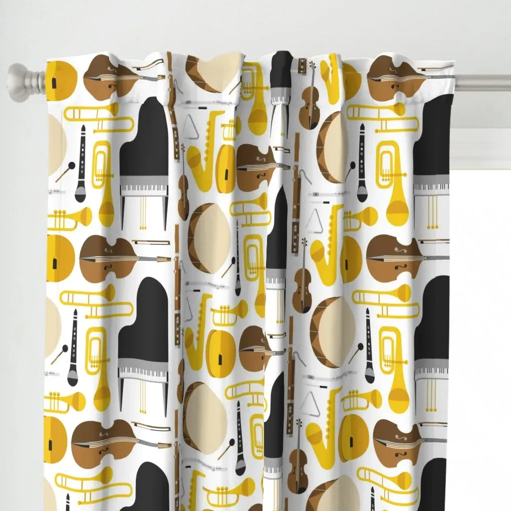 Orchestra Playing Curtain Panel - Gold alternate view