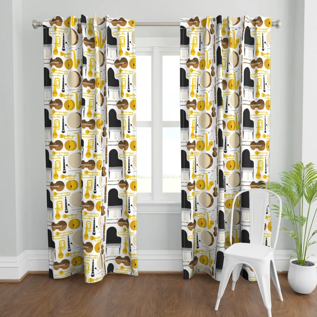 Orchestra Playing Curtain Panel - Gold product
