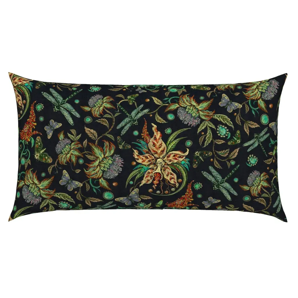 Orchid And Thistle Muted Black Textured King Pillow Sham - Teal product