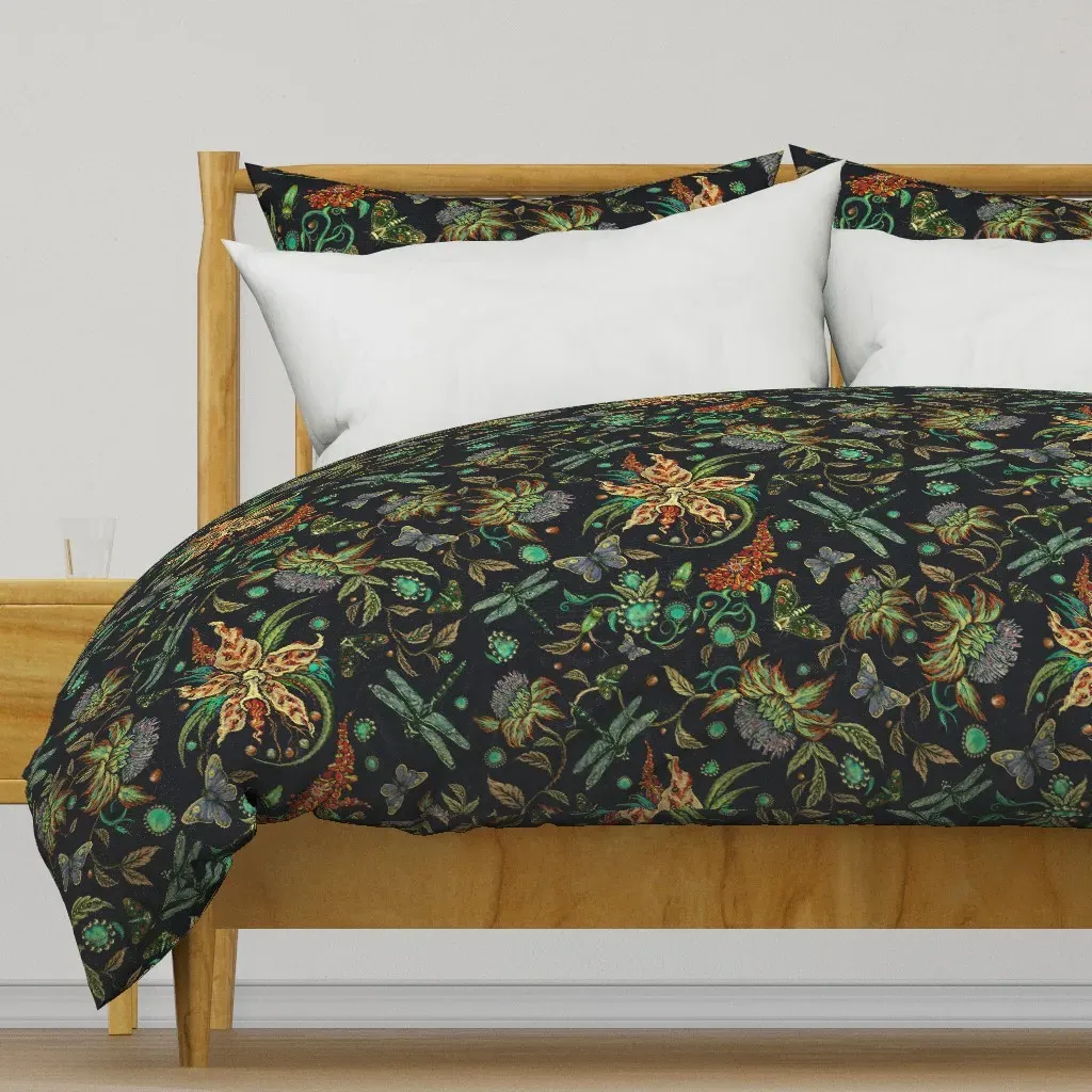 Orchid And Thistle Muted Duvet Cover - Teal product