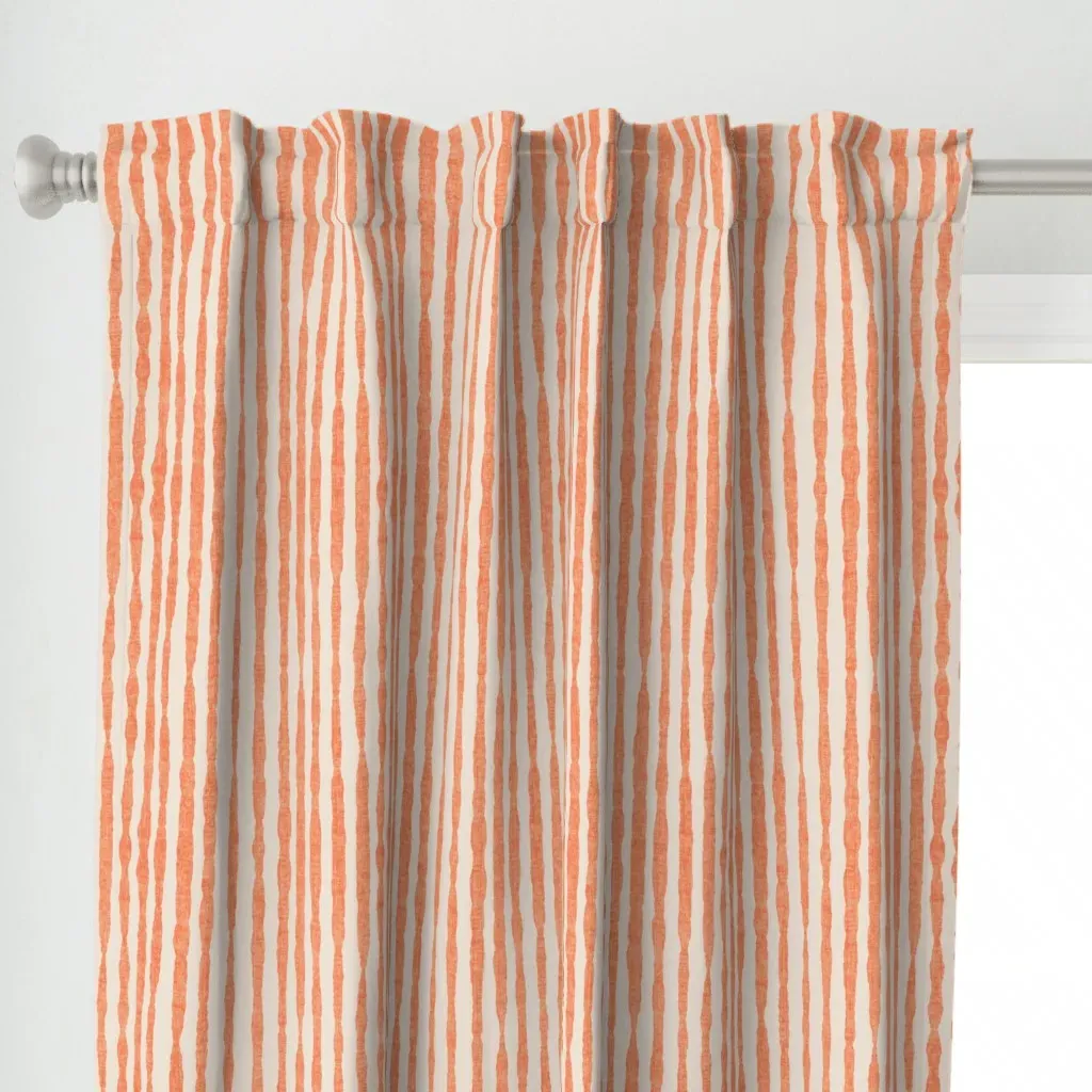 Organic Block Print Curtain Panel - Coral alternate view