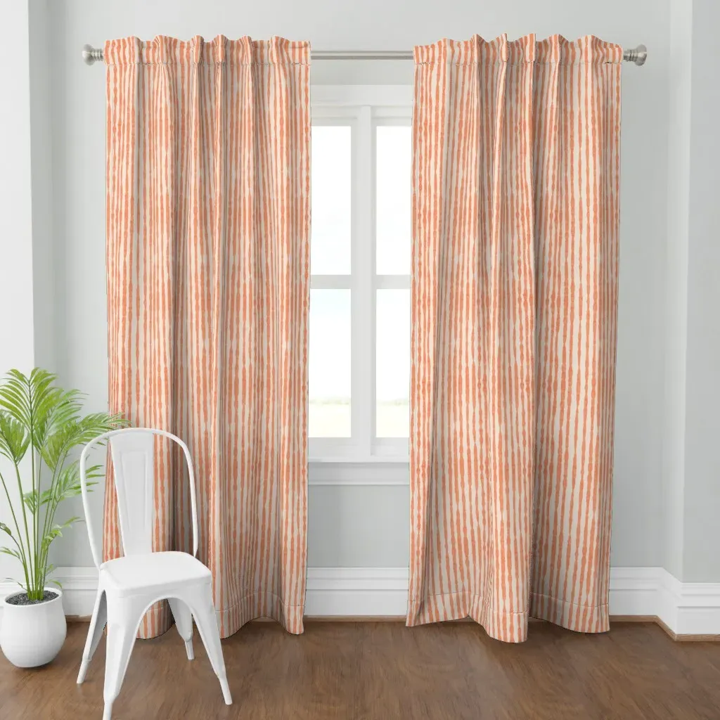 Organic Block Print Curtain Panel - Coral product