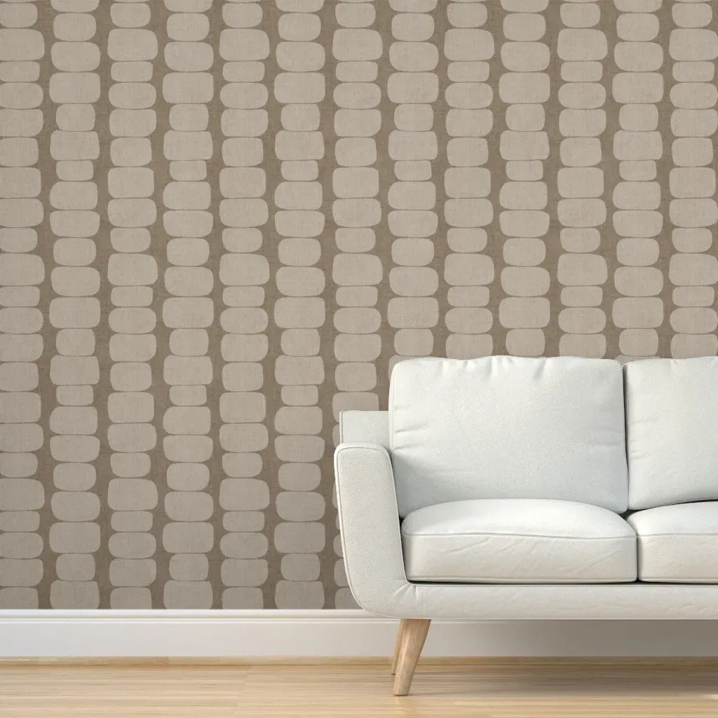 Organic Geometric Mid Century Blocks Peel and Stick Wallpaper - Beige product