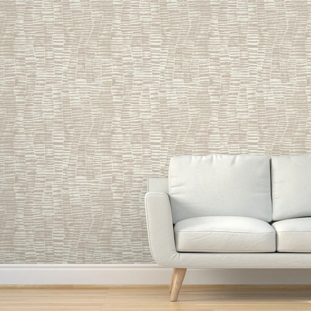 Organic Textured Vertical Wavy Stripes Peel and Stick Wallpaper - Light Blush product