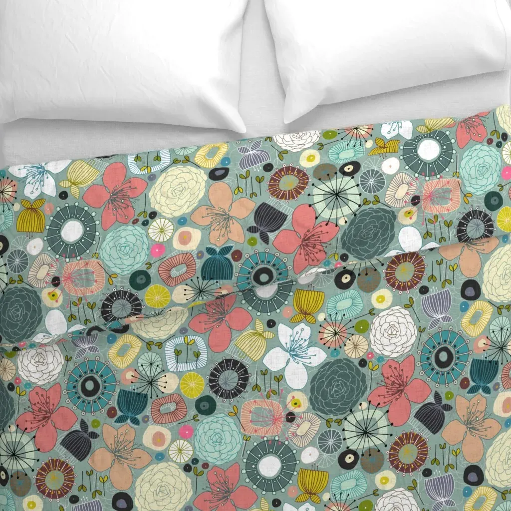 Oriental Blooms Duvet Cover - Teal alternate view