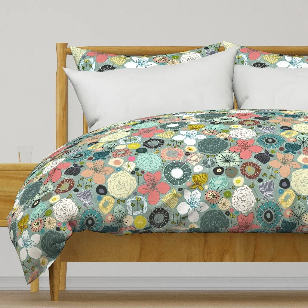 Oriental Blooms Duvet Cover - Teal product