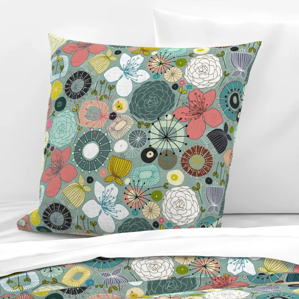 Oriental Blooms Euro Pillow Sham - Teal product