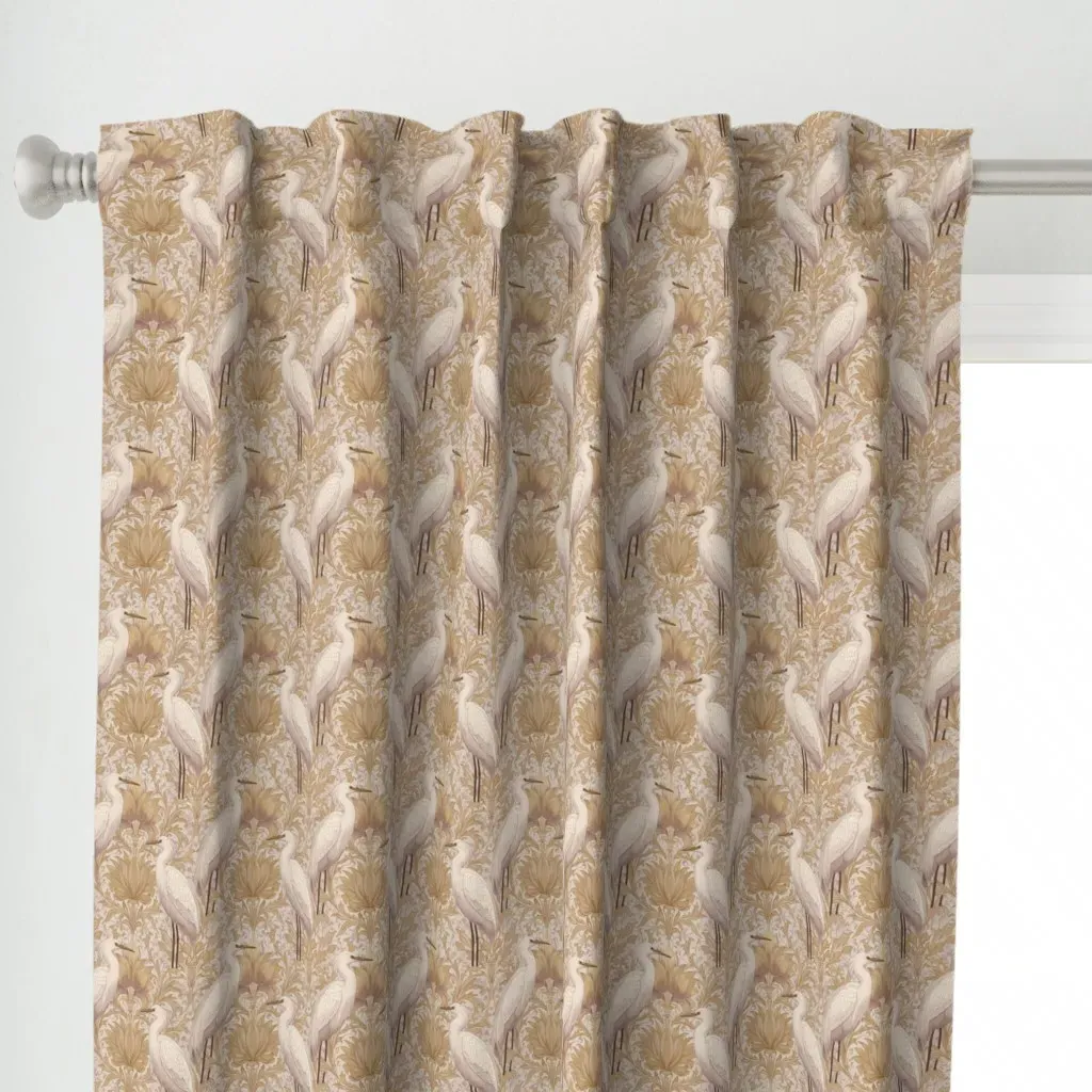 Ornamental Egrets Curtain Panel - Beige alternate view