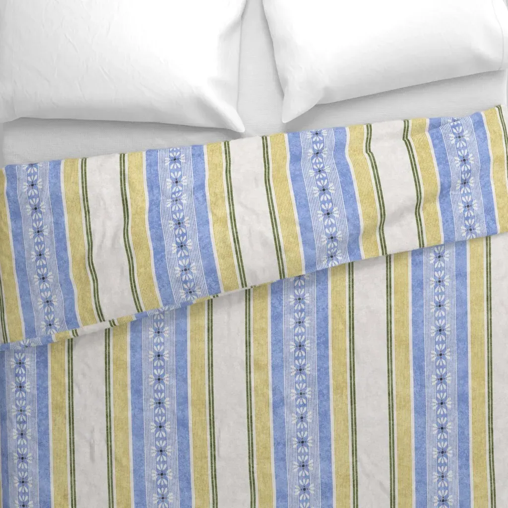Ornamental Ribbon Textured Duvet Cover - Blue alternate view
