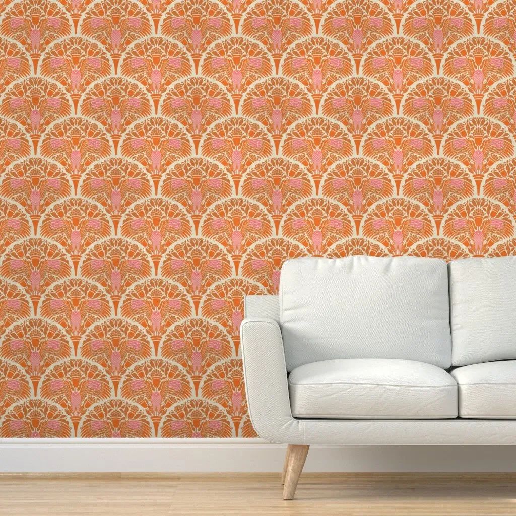 Ornate Brahminy Kite Peel and Stick Wallpaper - Burnt Orange product