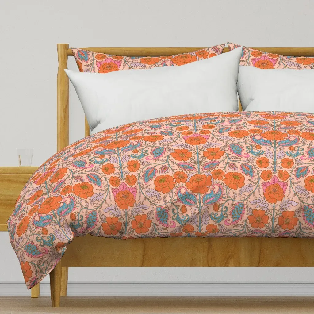 Ornate Floral And Paisley Duvet Cover - Orange product