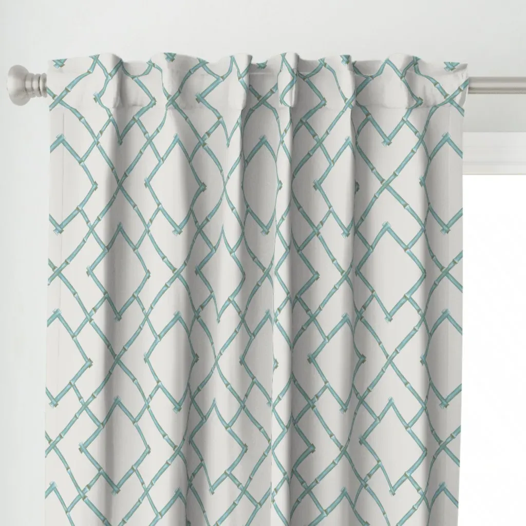 Osaka Bamboo Trellis Curtain Panel - Light Teal alternate view