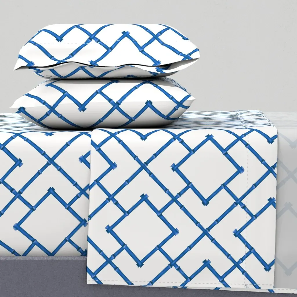 Osaka Bamboo Trellis King Size Sheet Set - Blue