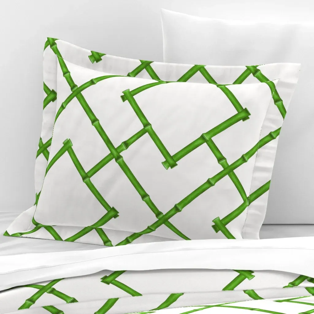 Osaka Trellis Standard Flanged Pillow Sham - Green, Cotton Sateen product