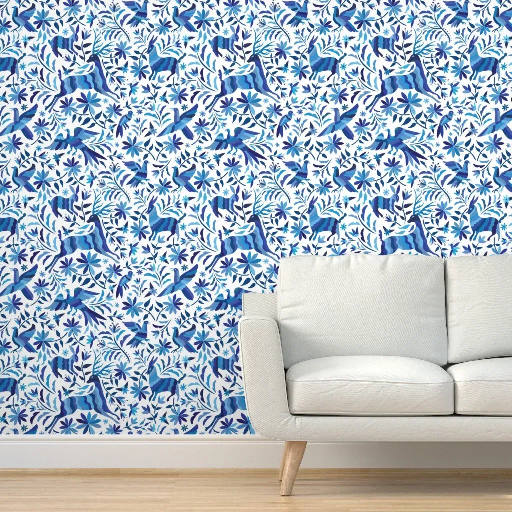 Otomí Flora & Fauna Peel and Stick Wallpaper - Blue product