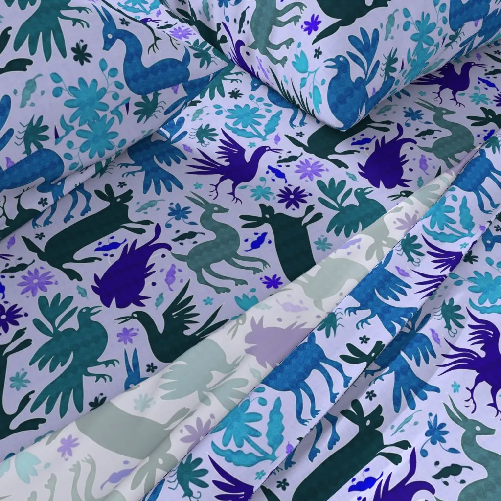 Otomi Inspiration Twin Sheet Set - Teal alternate view