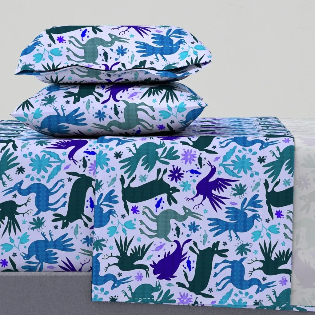 Otomi Inspiration Twin Sheet Set - Teal product