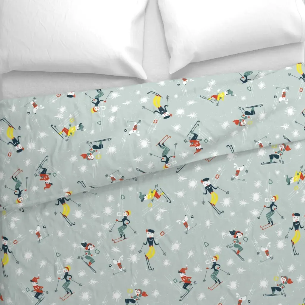 Oui We Retro Ski Duvet Cover - Teal alternate view