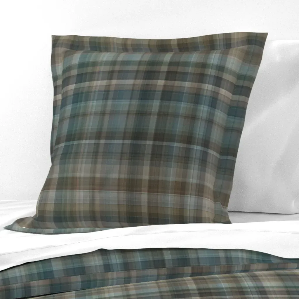Outdoors Plaid Fine Line Tartan Euro Pillow Sham - Gray product