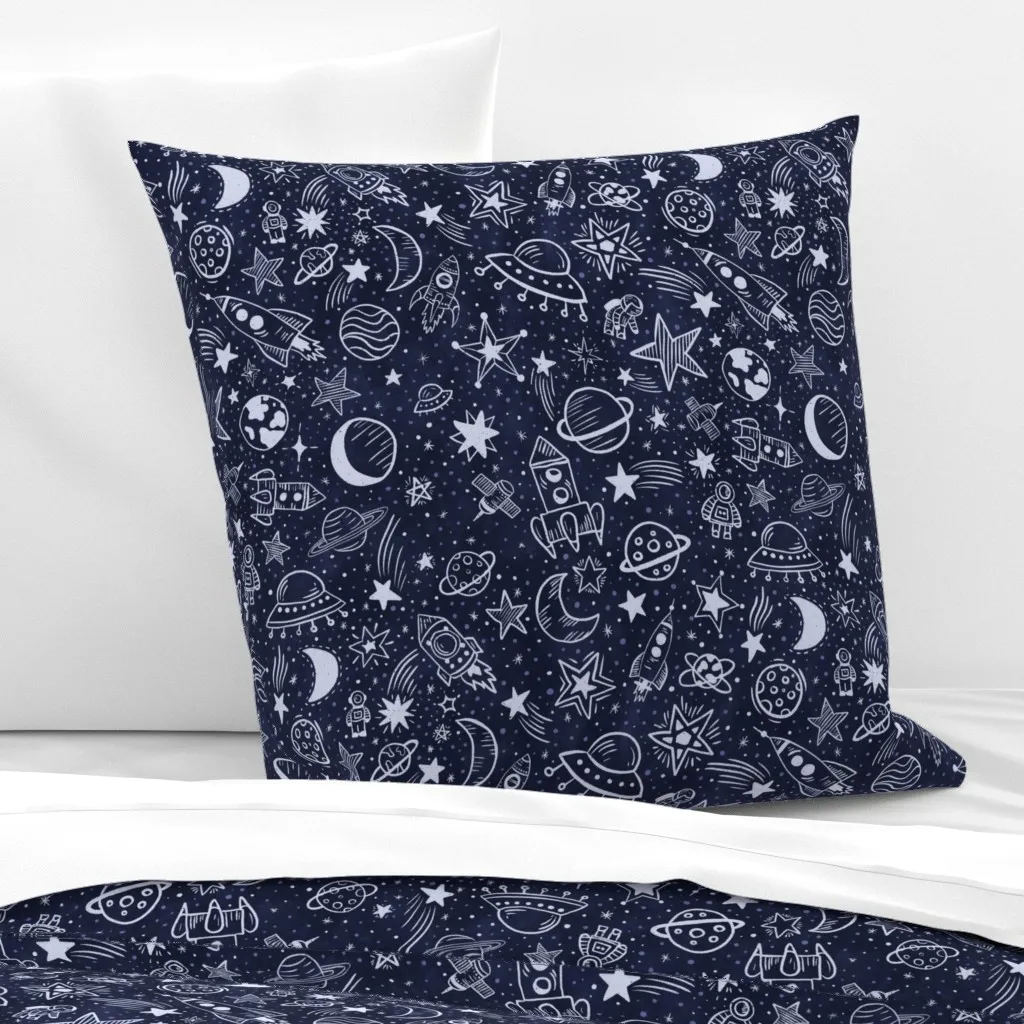 Outer Space Blues Euro Pillow Sham - White product