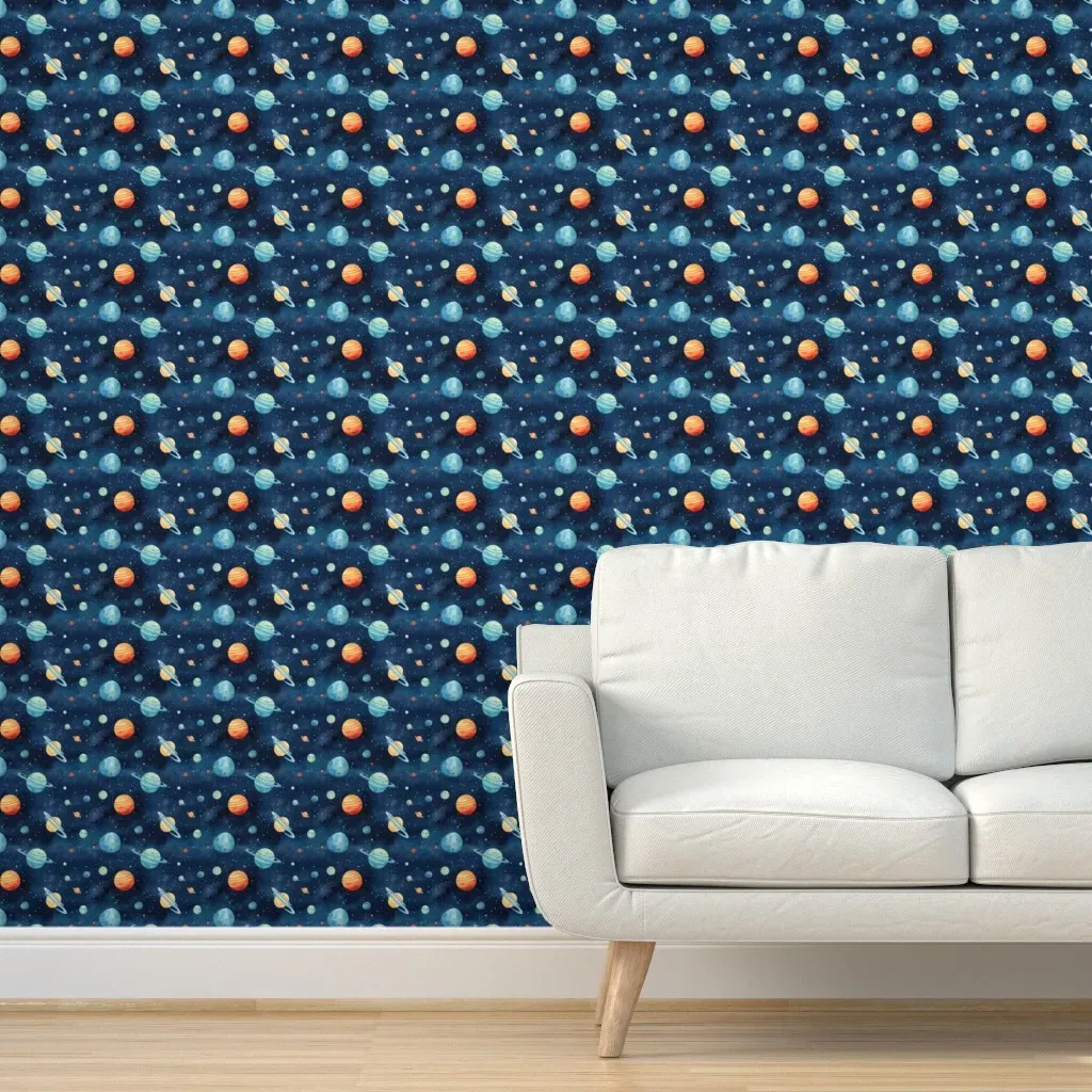 Outer Space Peel and Stick Wallpaper - Dark Blue product