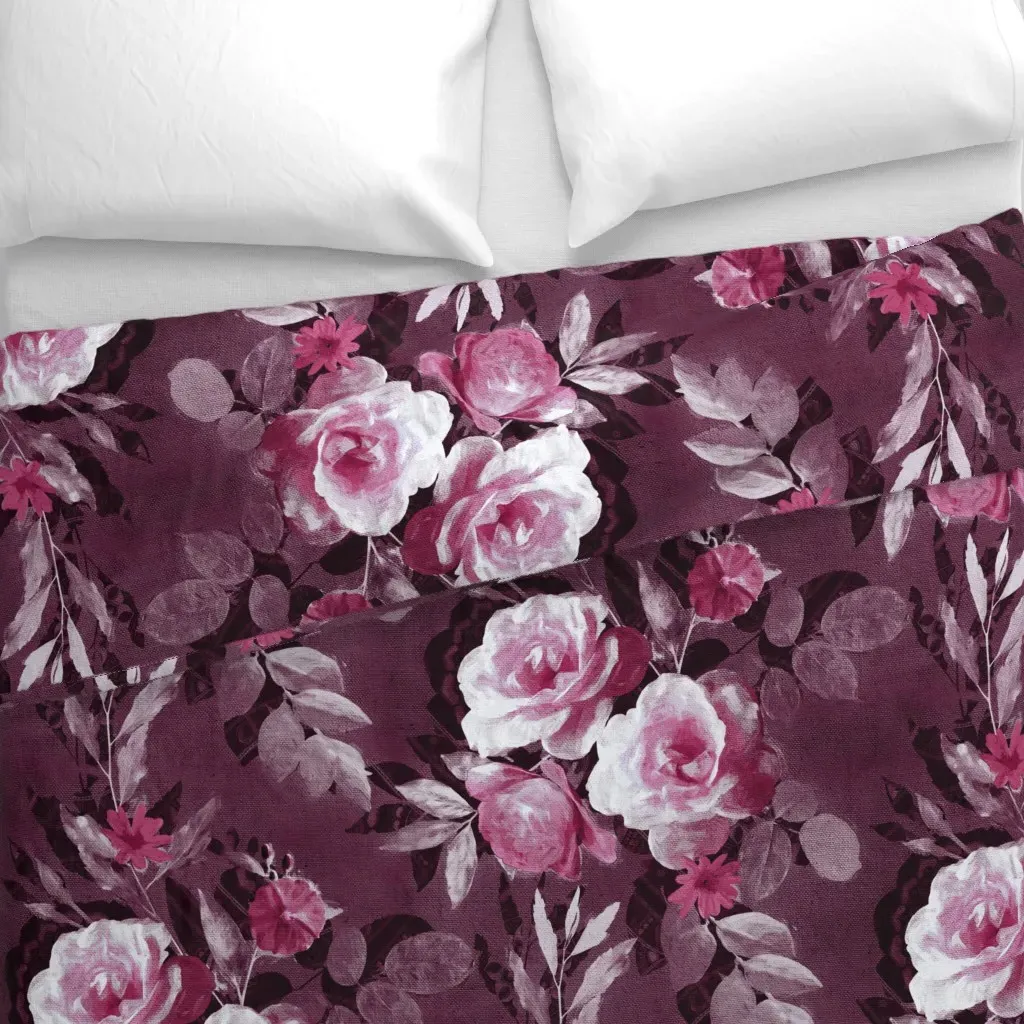 Over-Sized Retro Rose Chintz Duvet Cover - Dusty Rose alternate view
