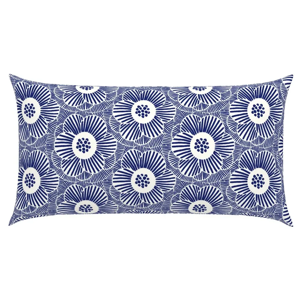 Overlapping Camellia King Size Pillow Sham - Indigo product