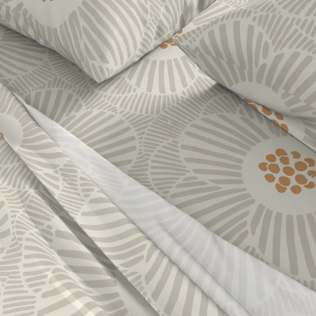 Overlapping Camellia Queen Sheet Set - Beige alternate view