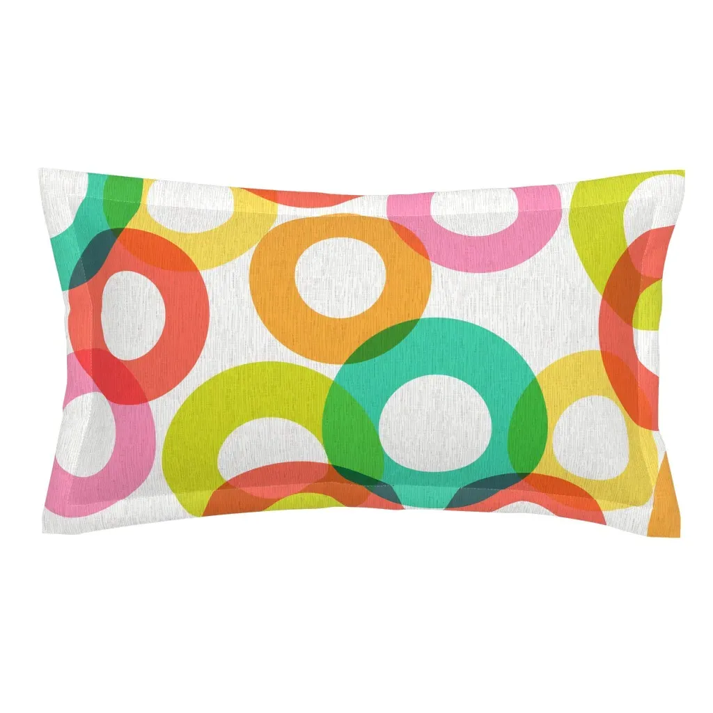 Overlapping Circle Geometric King Pillow Sham - Coral, Linen product