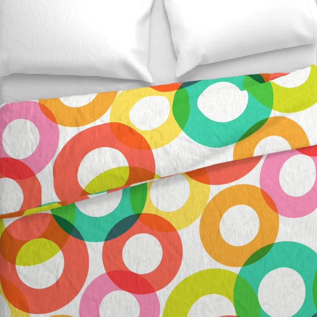 Overlapping Colored Circle Duvet Cover - Red-Orange alternate view