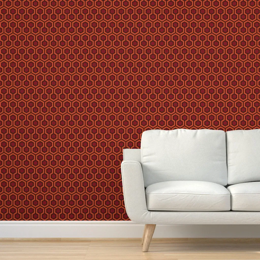Overlook Hotel Hallway Carpet Peel and Stick Wallpaper - Red, Black product