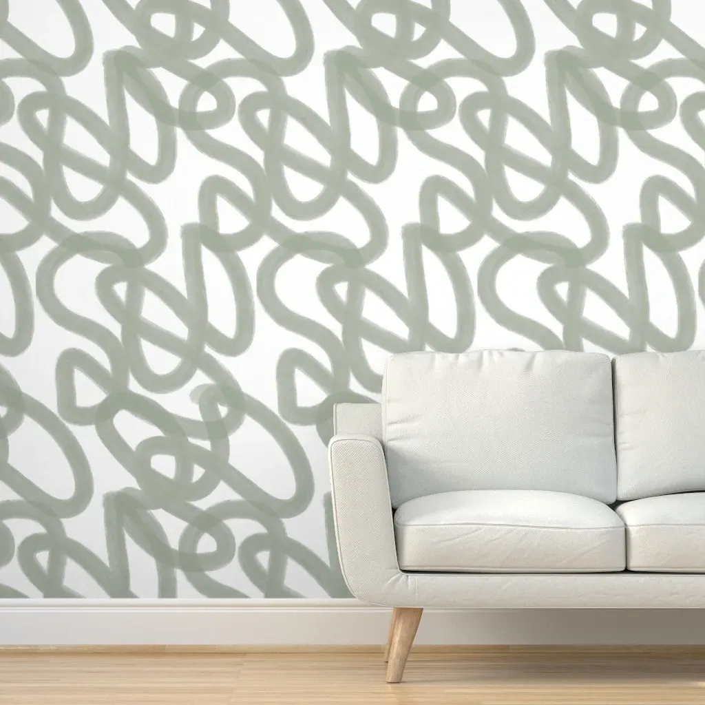 Oversized Brushstroke Abstract Peel and Stick Wallpaper - Sage Green product