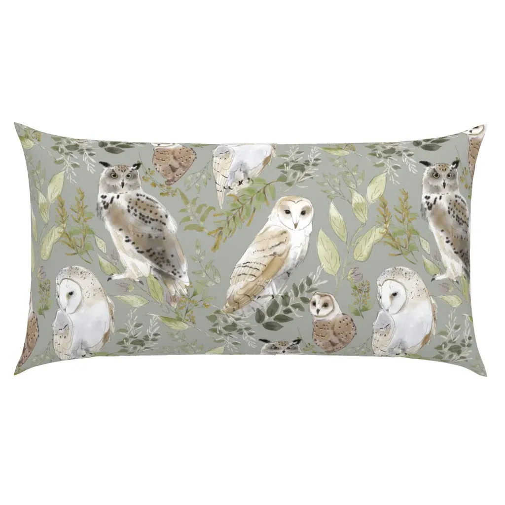 Owl Forest King Pillow Sham - Sage Green product
