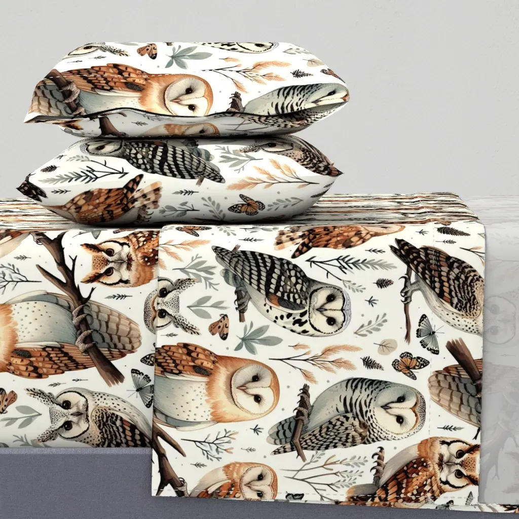 Owl Release Queen Size Sheet Set - Brown product