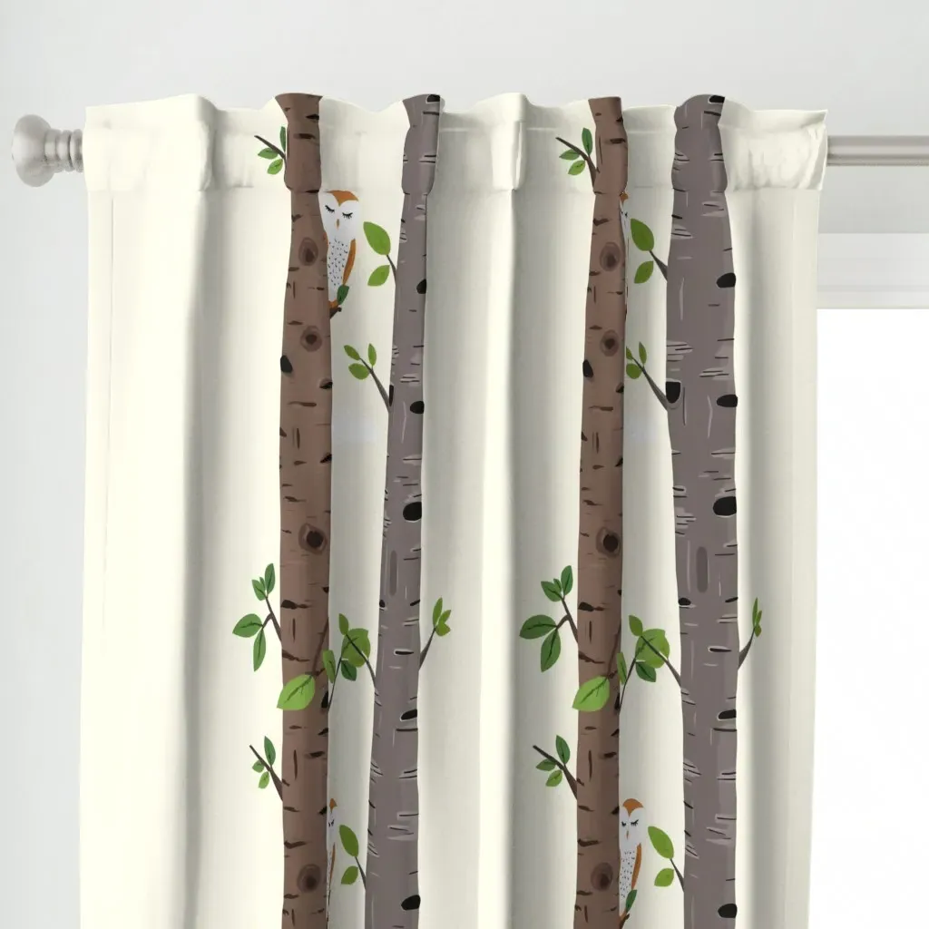 Owl Resting Between Two Curtain Panel - Brown alternate view