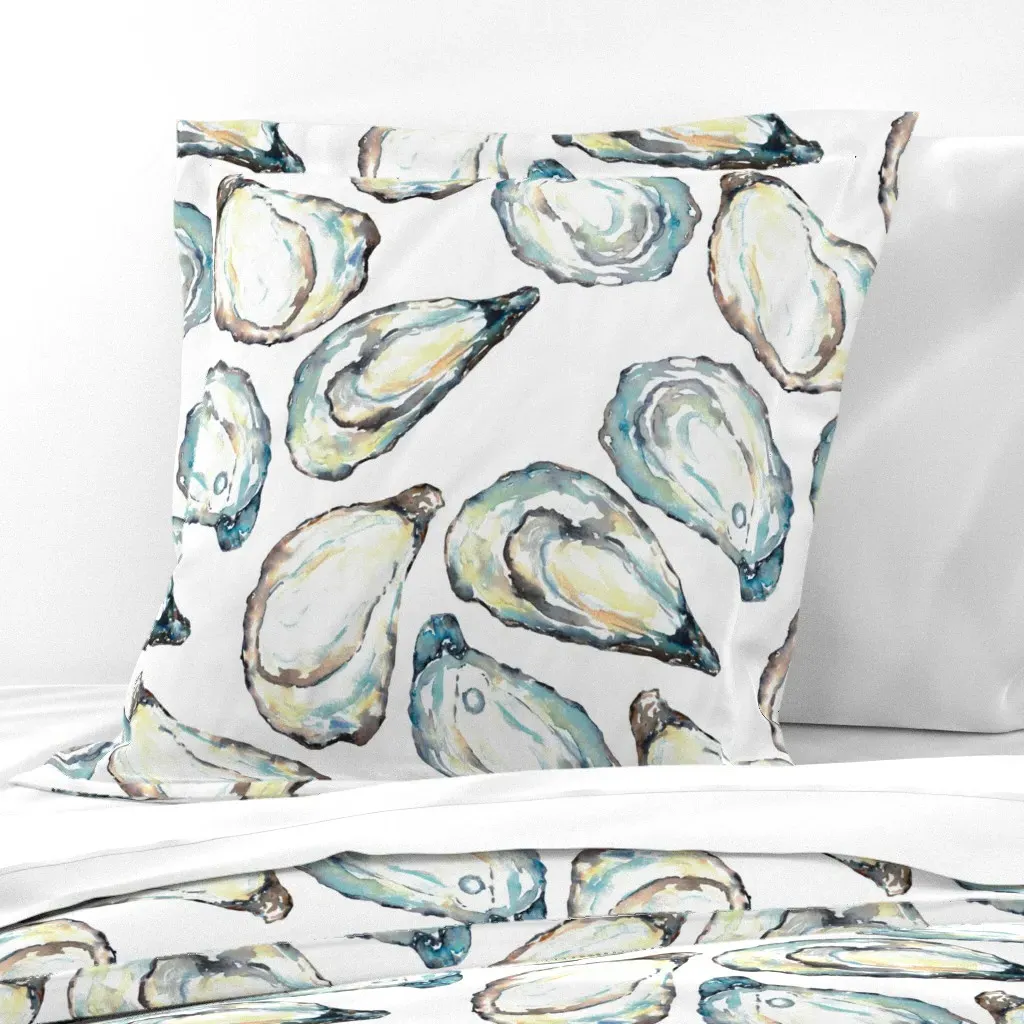 Oyster White Fabric Euro Pillow Sham - Blue-Gray product