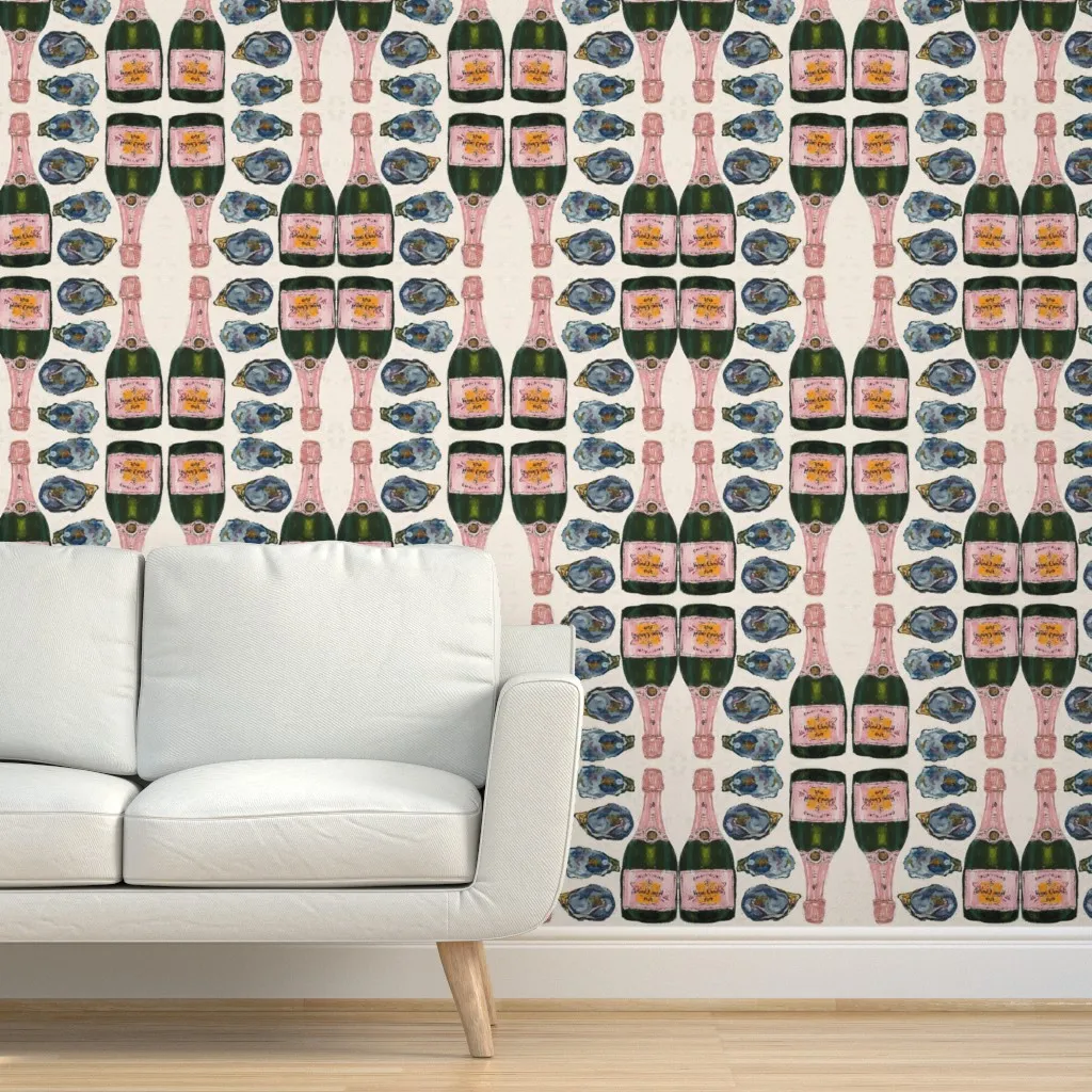 Oysters And Champagne Peel and Stick Wallpaper Large - Pink product