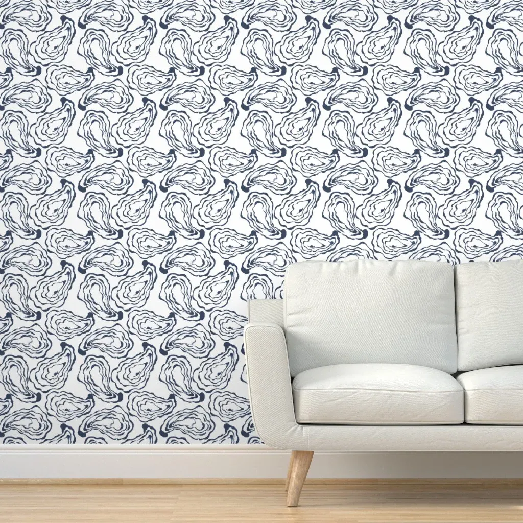 Oysters Paisley Peel and Stick Wallpaper - Navy product