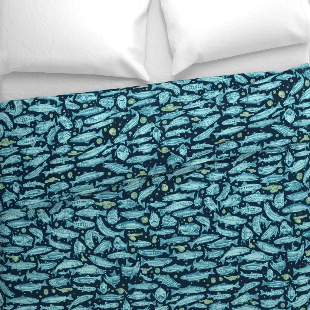 Pacific Salmon Duvet Cover - Teal alternate view