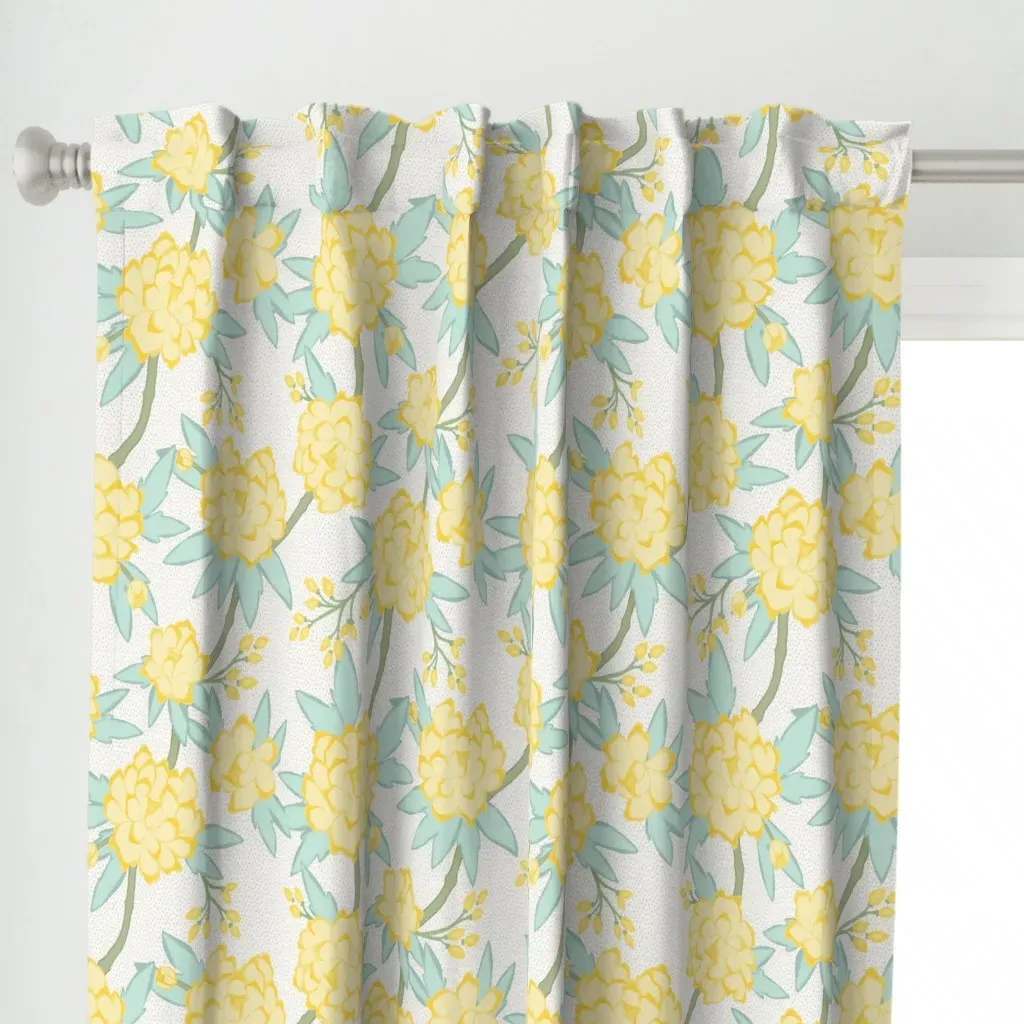 Paeonia Curtain Panel - Pale Yellow alternate view