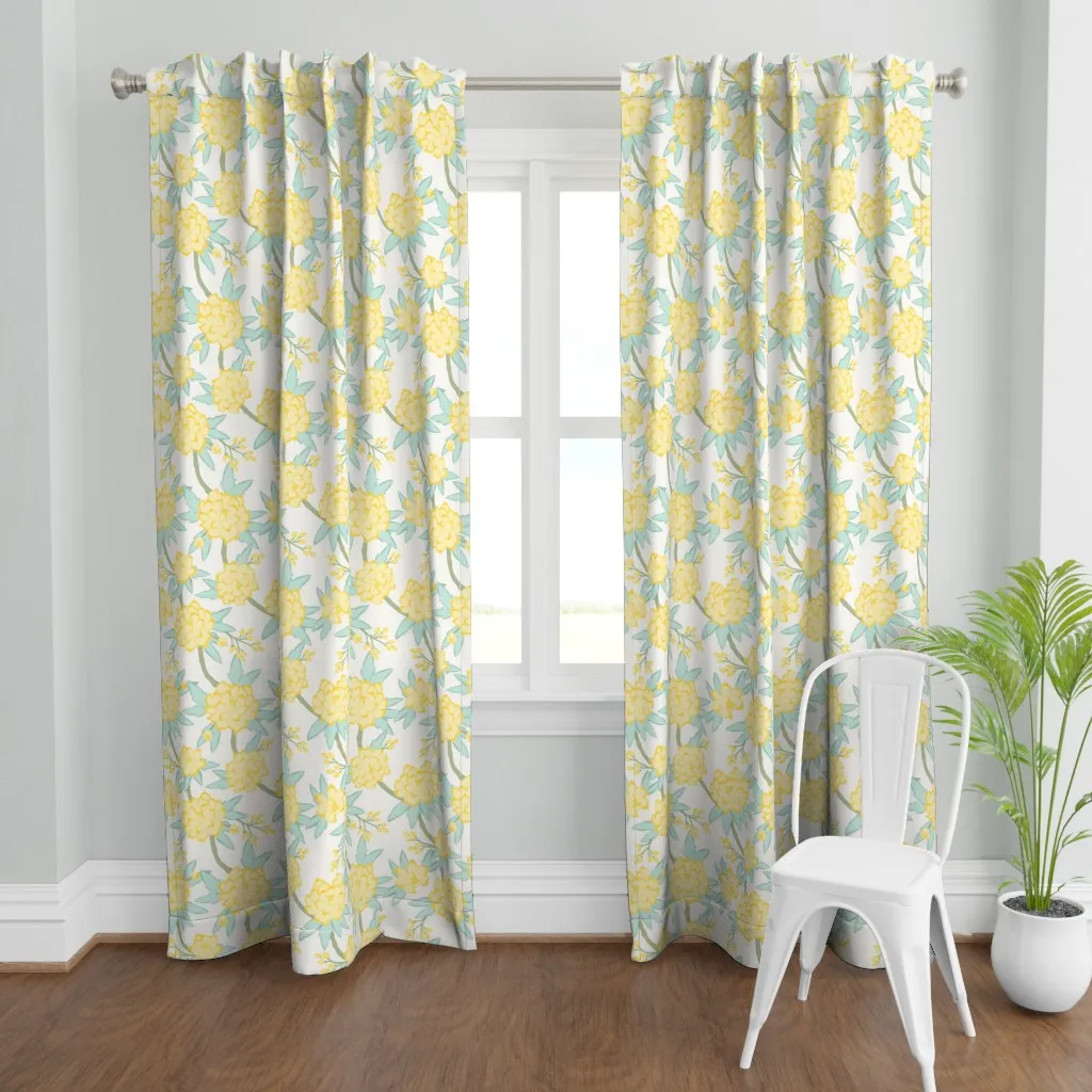 Paeonia Curtain Panel - Pale Yellow product