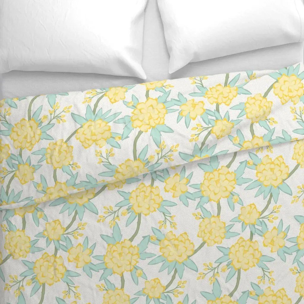Paeonia Duvet Cover - Pale Yellow alternate view