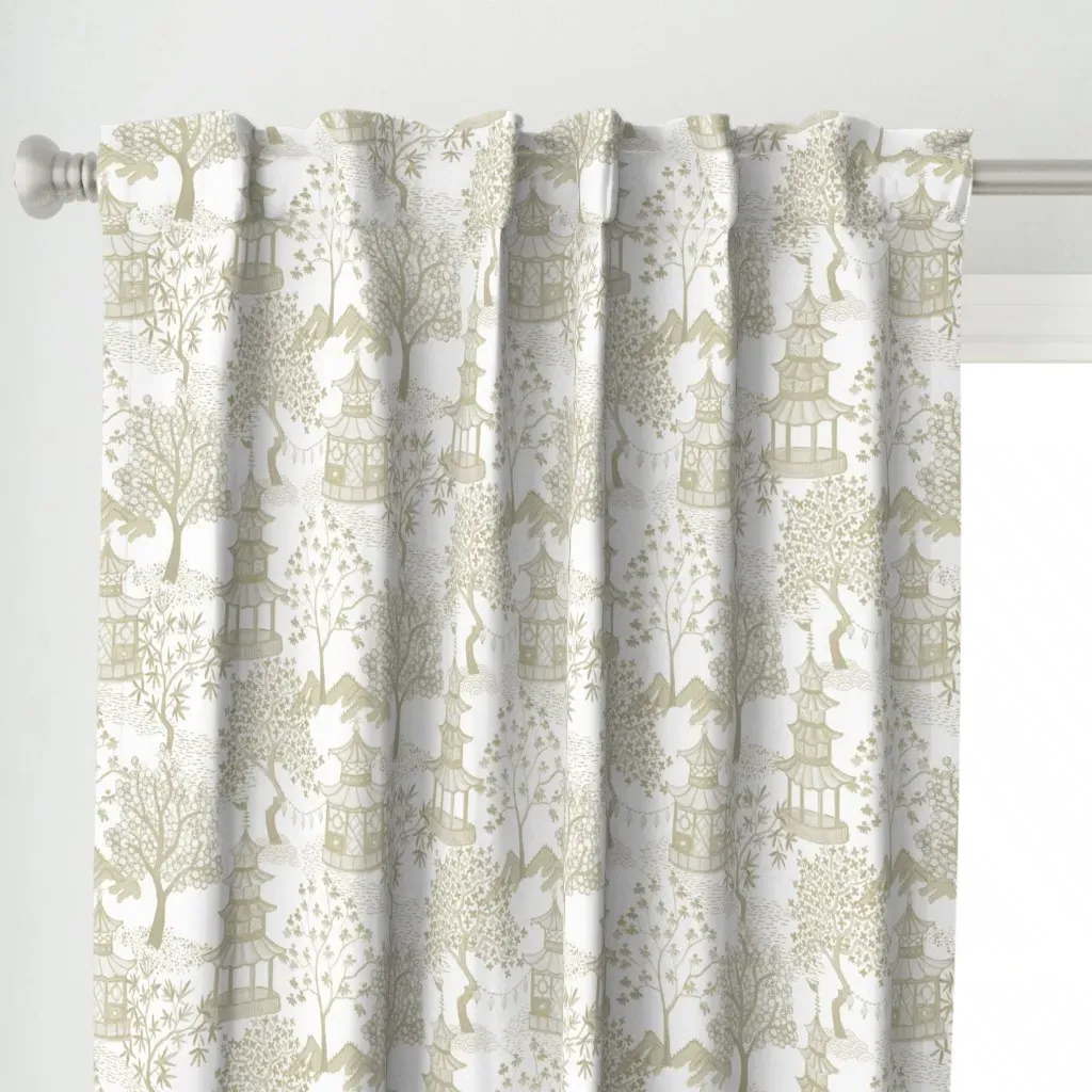 Pagoda Forest Curtain Panel - Taupe alternate view