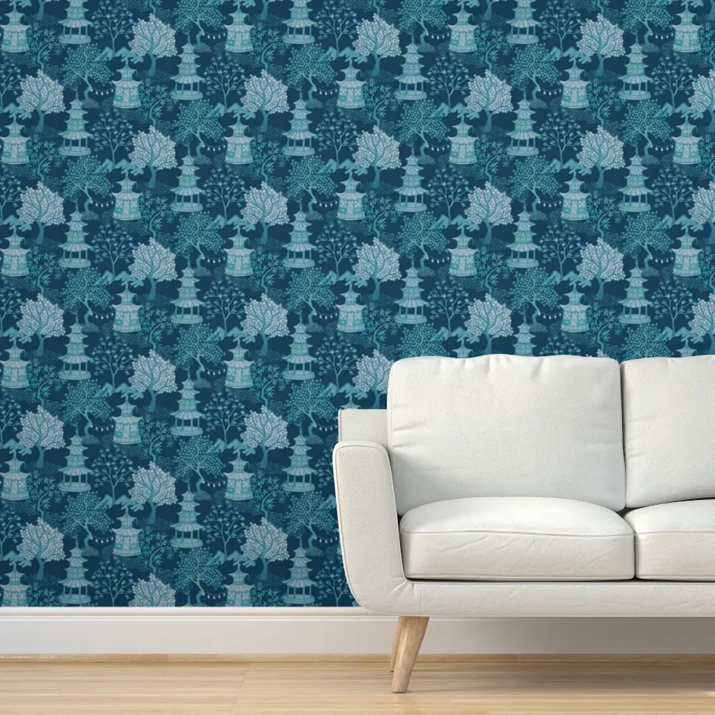 Pagoda Forest Peel and Stick Wallpaper - Teal product