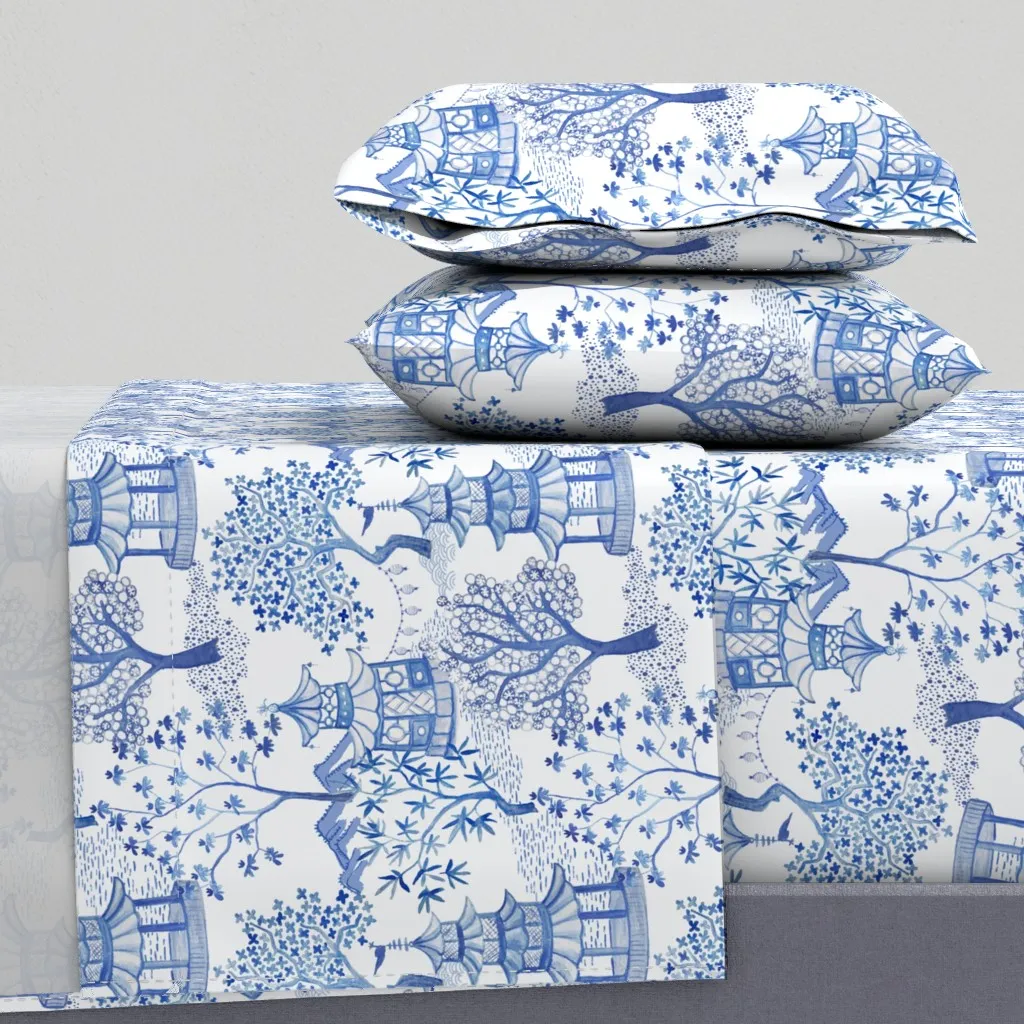 Pagoda Forest Queen Sheet Set - Blue product