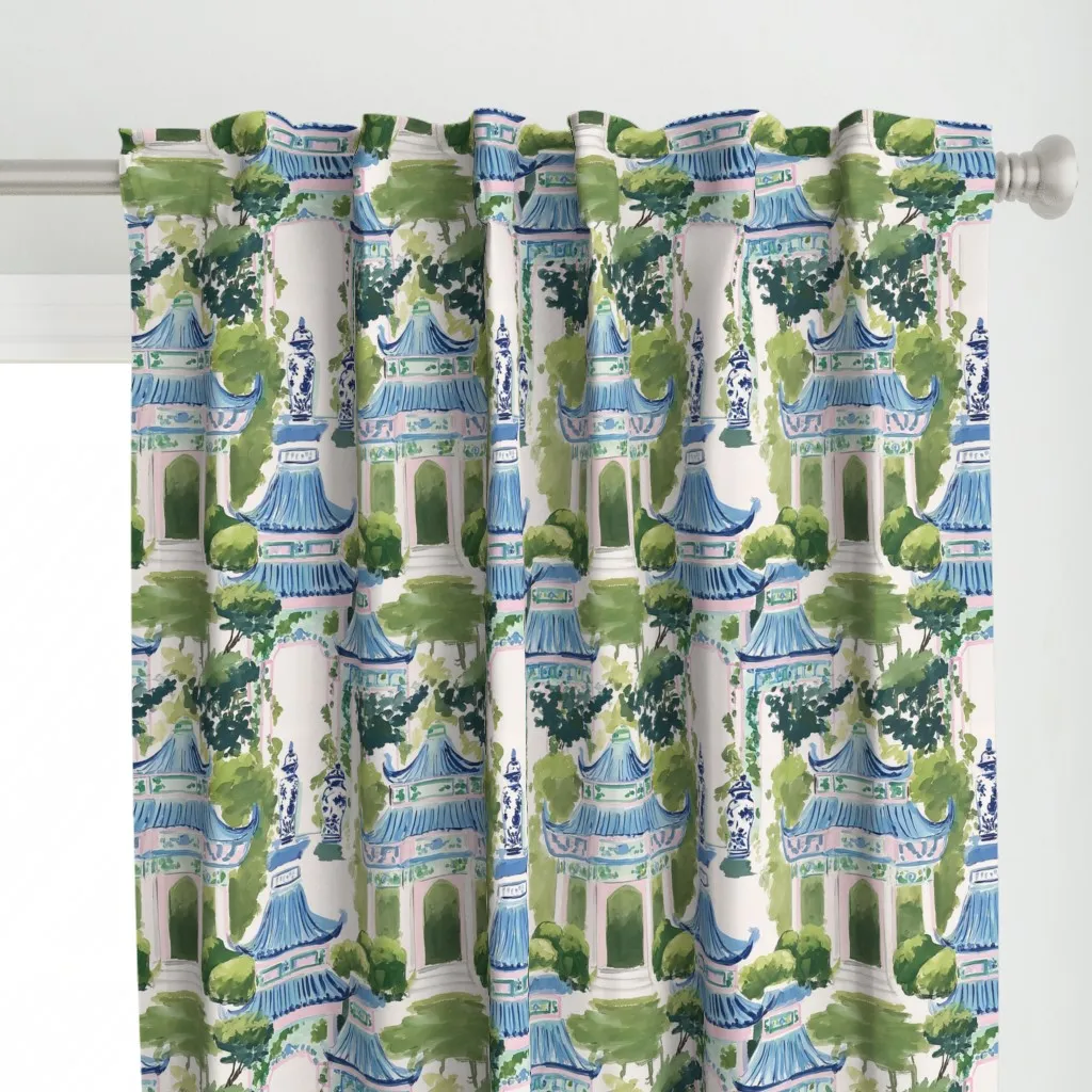 Pagoda Pavilion Curtain Panel - Blue alternate view