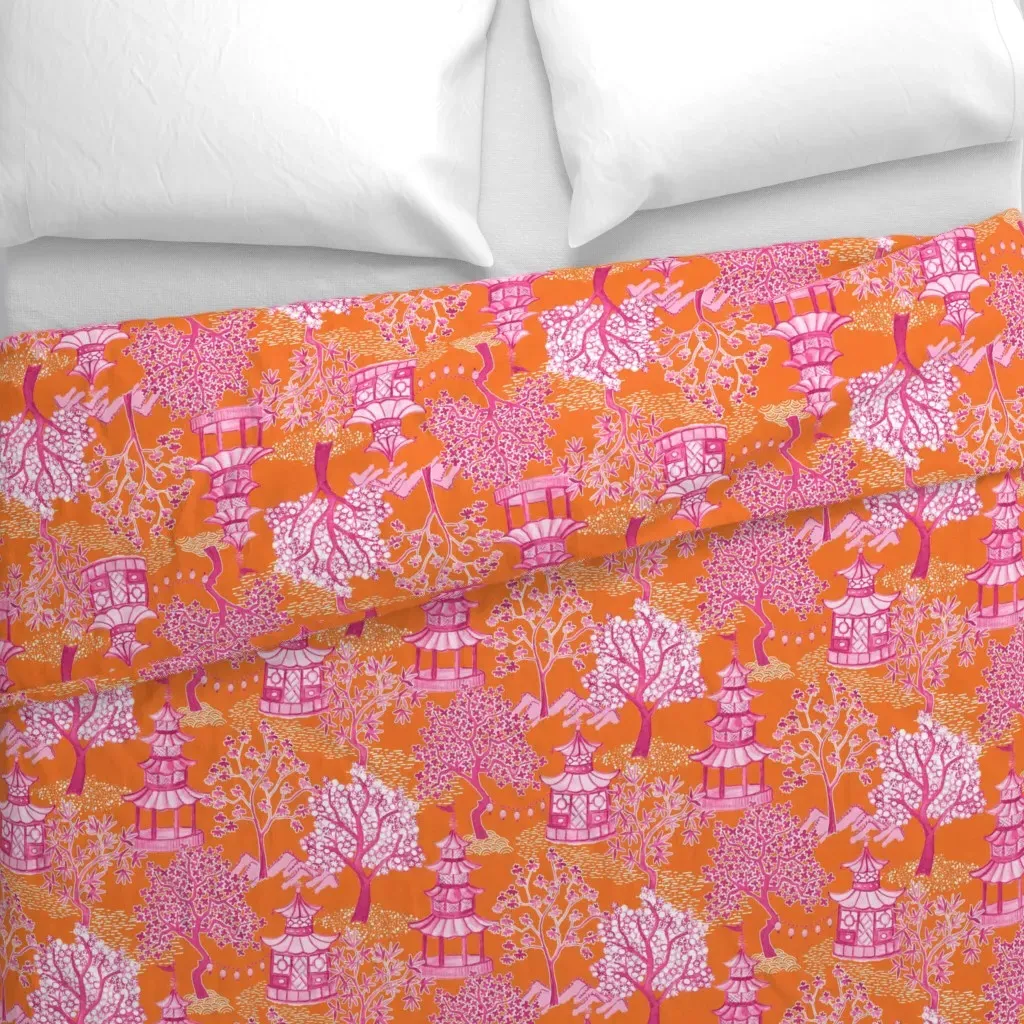 Pagoda Pink and Orange Duvet Cover alternate view