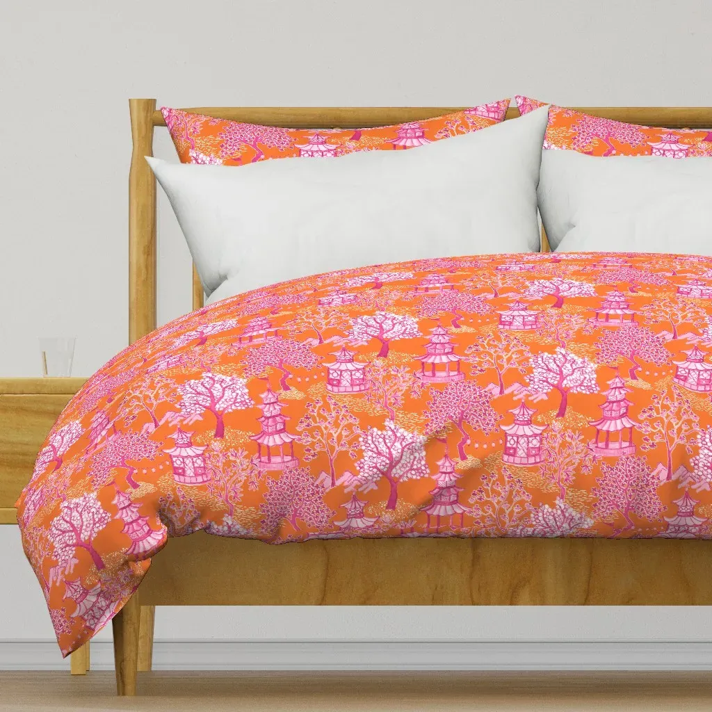Pagoda Pink and Orange Duvet Cover product