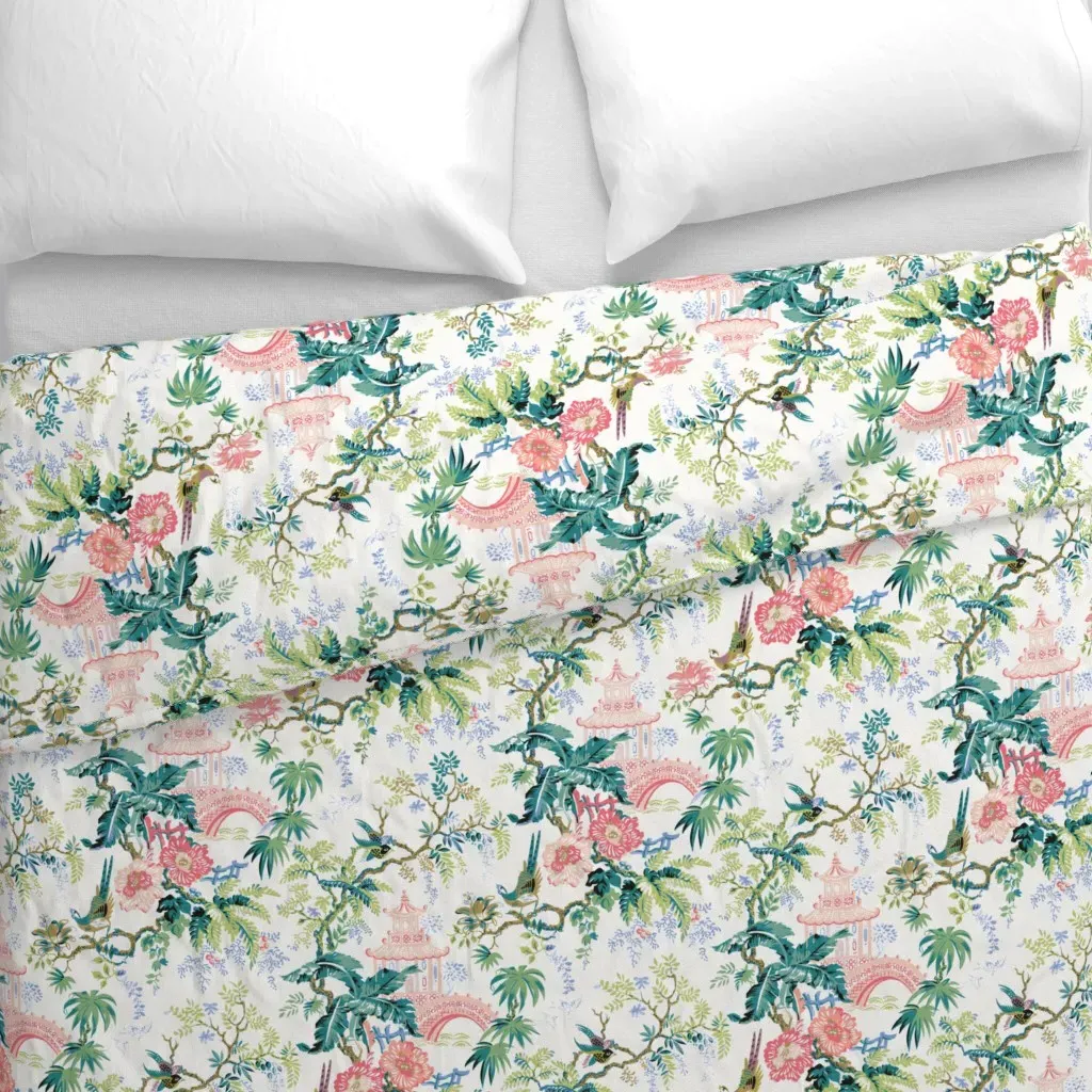 Pagoda Toile Duvet Cover - Pink alternate view