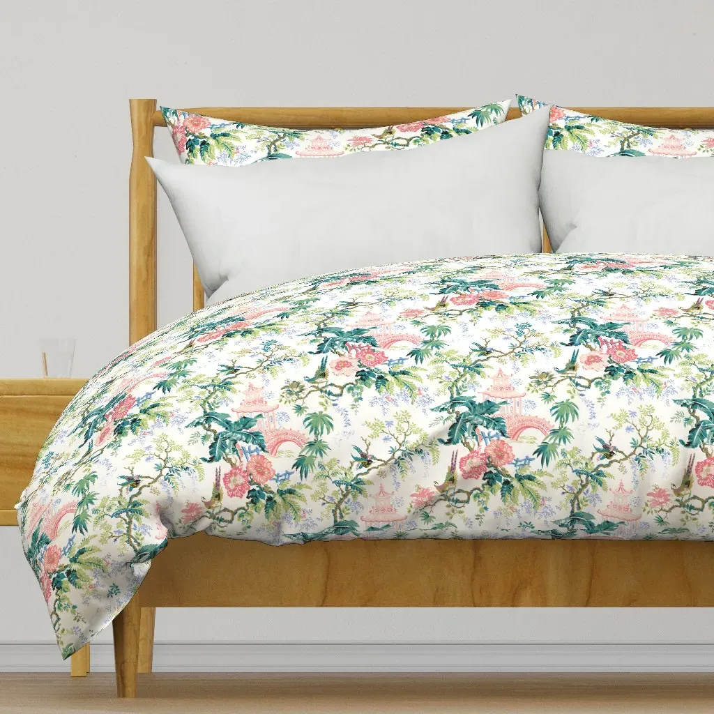 Pagoda Toile Duvet Cover - Pink product